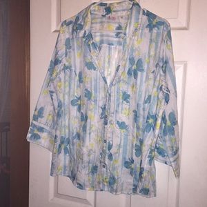 Denim &Co Sheer Button up Blouse
